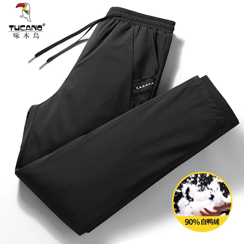 TUCANO/啄木鳥白鸭绒羽绒裤男士外穿冬季中老年直筒宽松加厚保暖