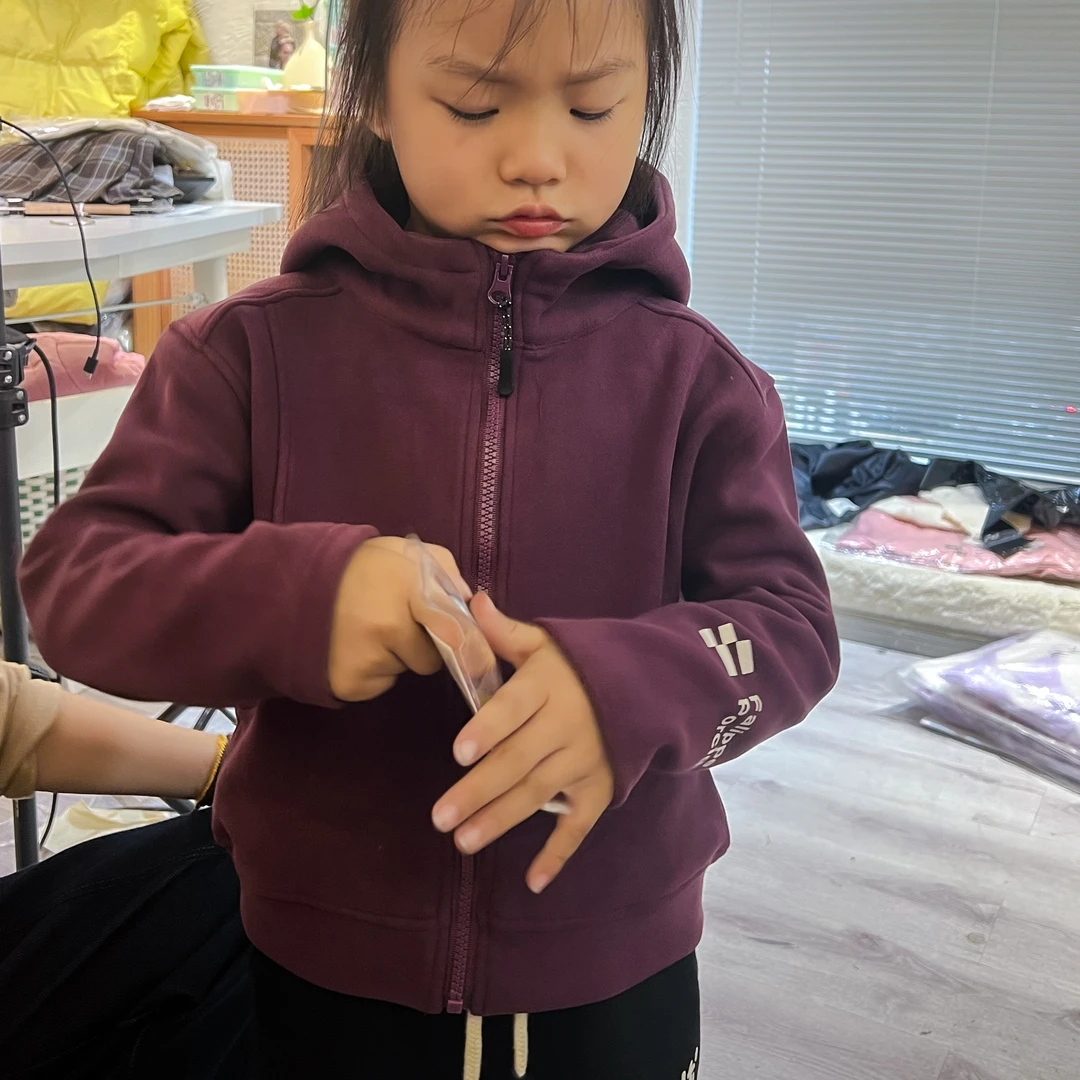 【带帽外套】冬季加厚保暖女童运动休闲紫色