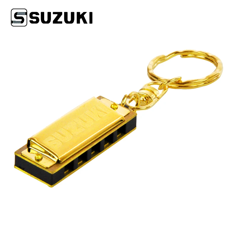 SUZUKI铃木迷你口琴五孔S-5金色MINI钥匙圈挂便携款式5孔10音阶