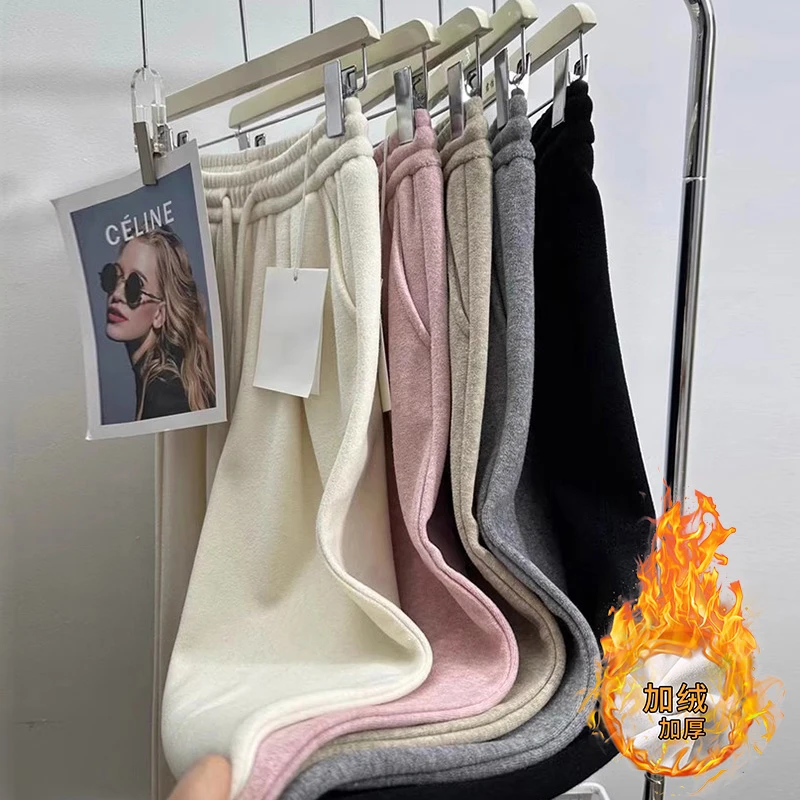加绒慵懒风小个子软糯垂感毛巾裤女秋冬季加厚高腰宽松直筒阔腿裤