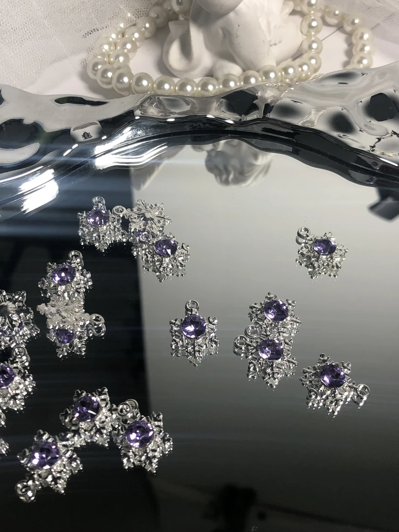 雨宝严选· DIY P158 全铜高保色单吊五角星雪花深紫色高级感吊坠