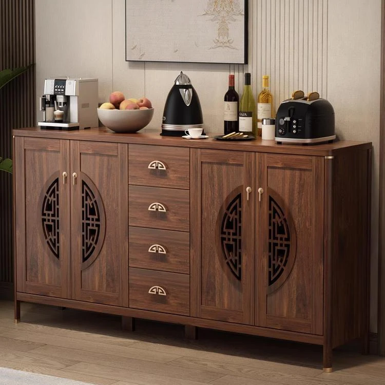 西藏新疆包邮实木餐边柜一体靠墙家用新中式客厅茶水酒柜厨房储物