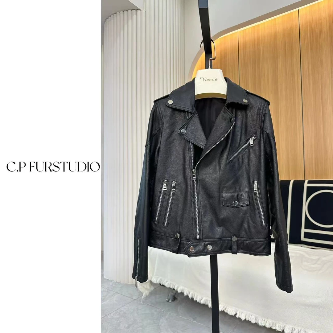 C.PFUR STUDIO1911皮夹克女外套皮衣女外套皮衣女外套气质短时尚