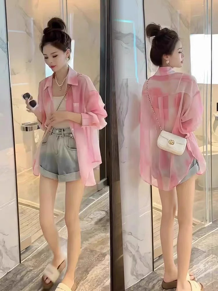 小个子冰丝防晒衣女款衬衫夏季薄款2025年新款中长款长袖开衫衬衣