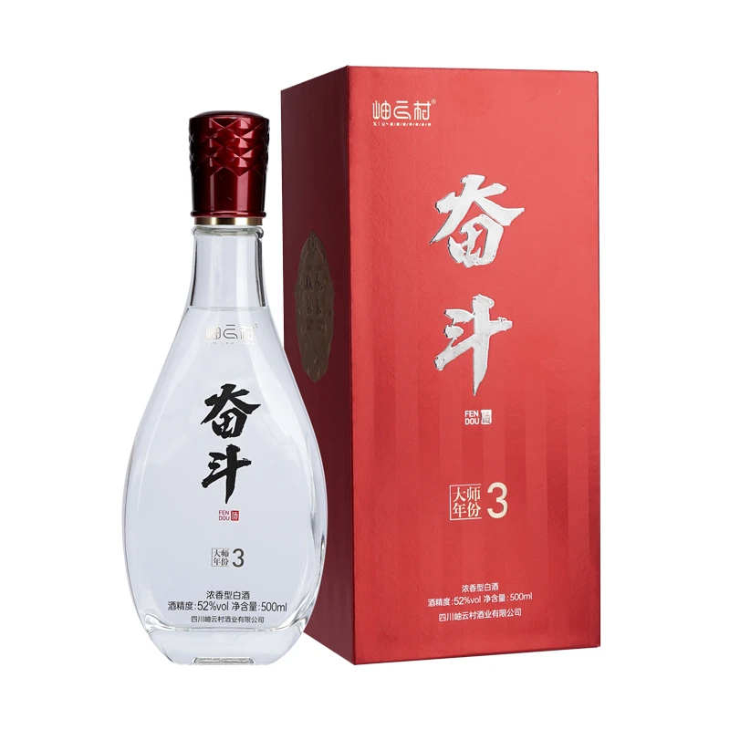岫云村奋斗酒大师年份3浓香型白酒52度500ml*1单瓶纯粮食自饮52度