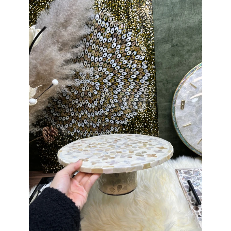 立航家居东南亚轻奢中东系列高脚托盘水果收纳盘槟色高脚蜡烛台