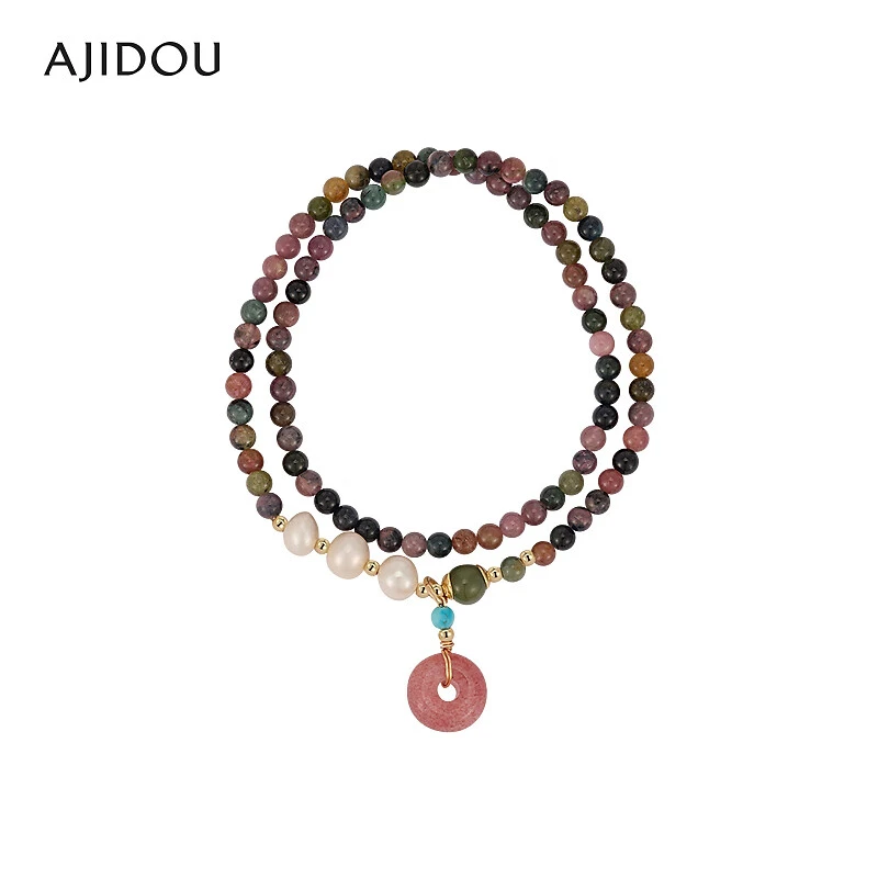 AJIDOU阿吉豆新中式系列时尚手链女气质草莓晶串珠手链国风