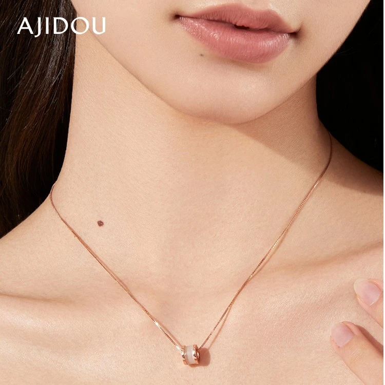 合金项链 AJIDOU阿吉豆简约时尚圆环猫眼石项链