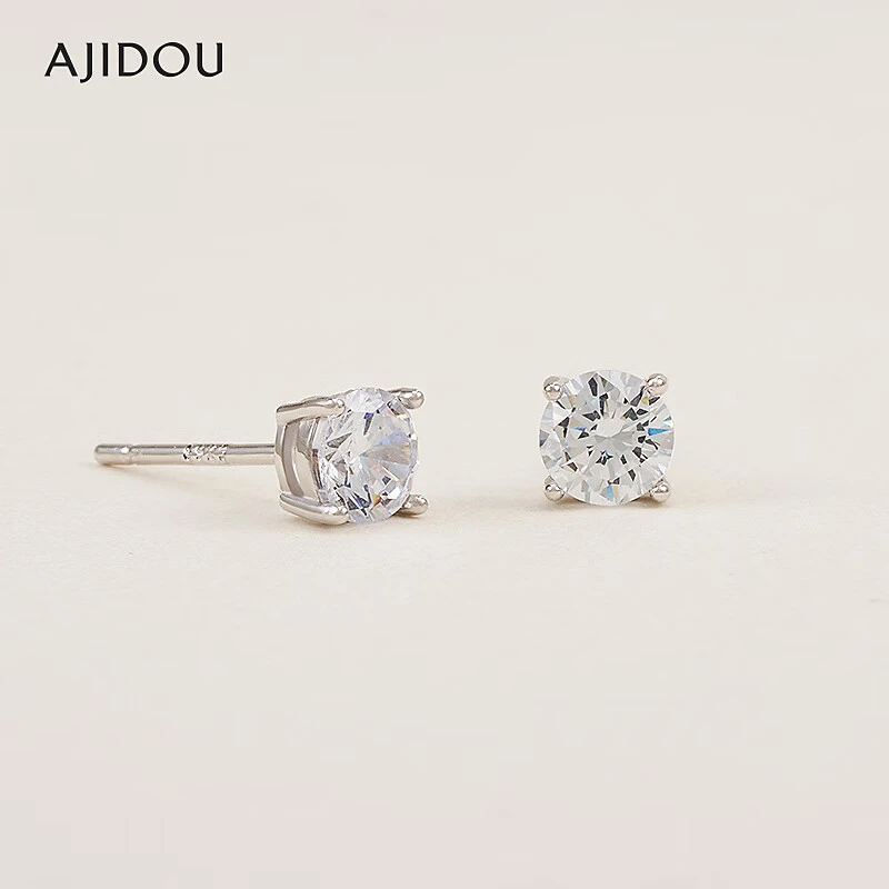 925银合成锆石耳饰 阿吉豆925银简约小巧耳钉耳饰气质配饰