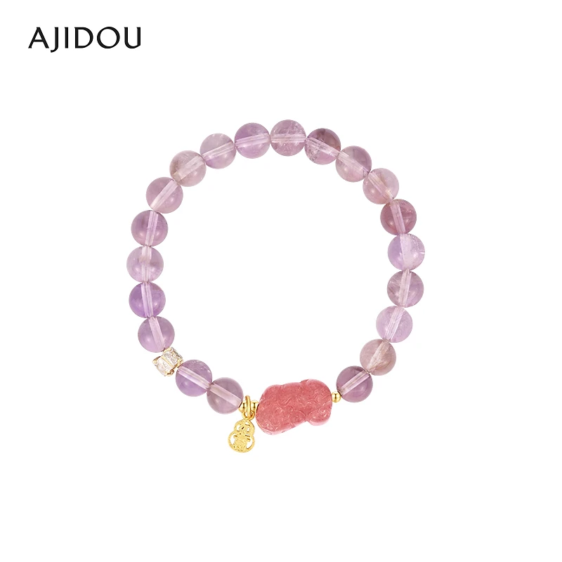 AJIDOU阿吉豆手链女时尚紫水晶串珠手链草莓晶貔貅【CHB】