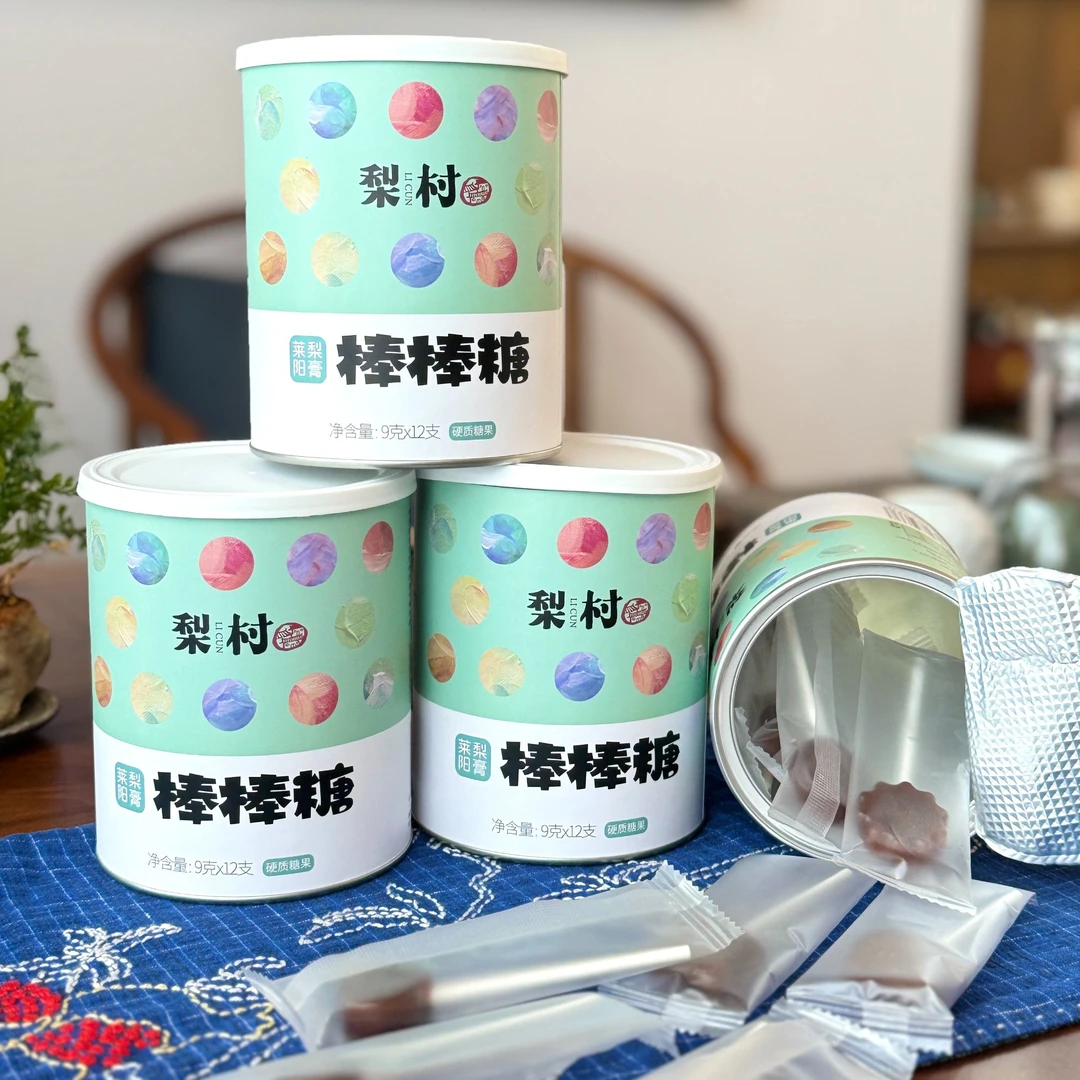 梨村 梨膏棒棒糖+山楂六物棒棒糖12支/罐*2罐不含添加剂