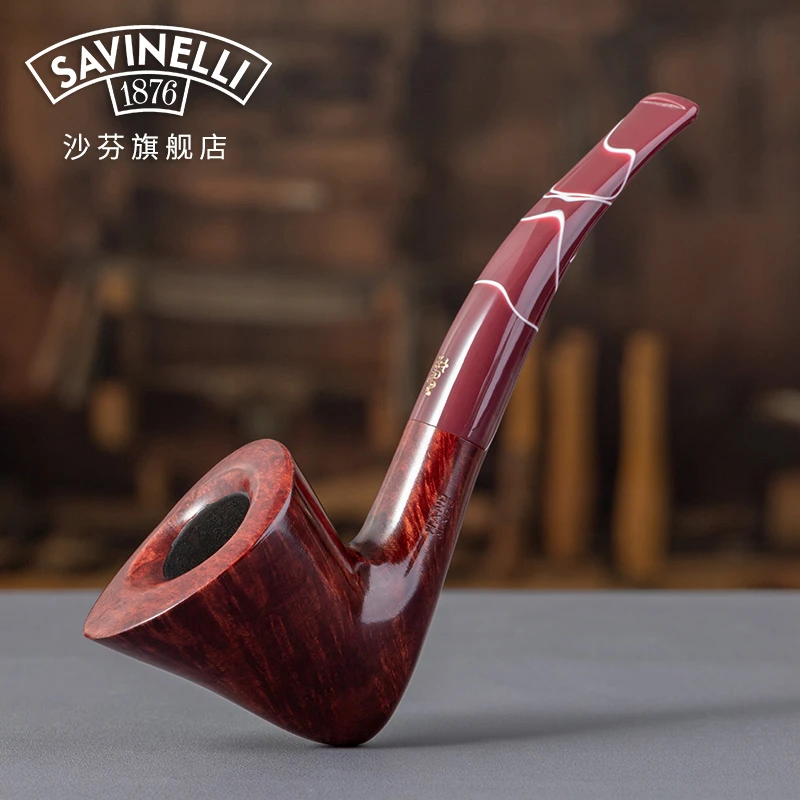 意大利沙芬2023年度限定龙纹P111入门纯手工光面石楠木烟斗133号