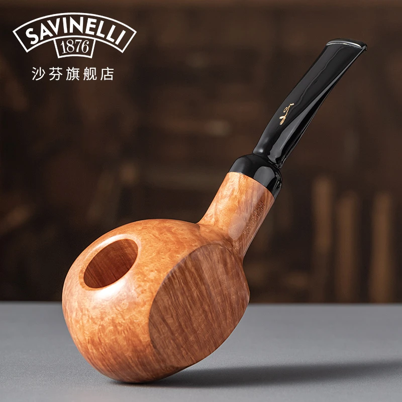 沙芬签字限量Gr8大师级光面石楠木纯手工烟斗天然火焰纹高档礼品