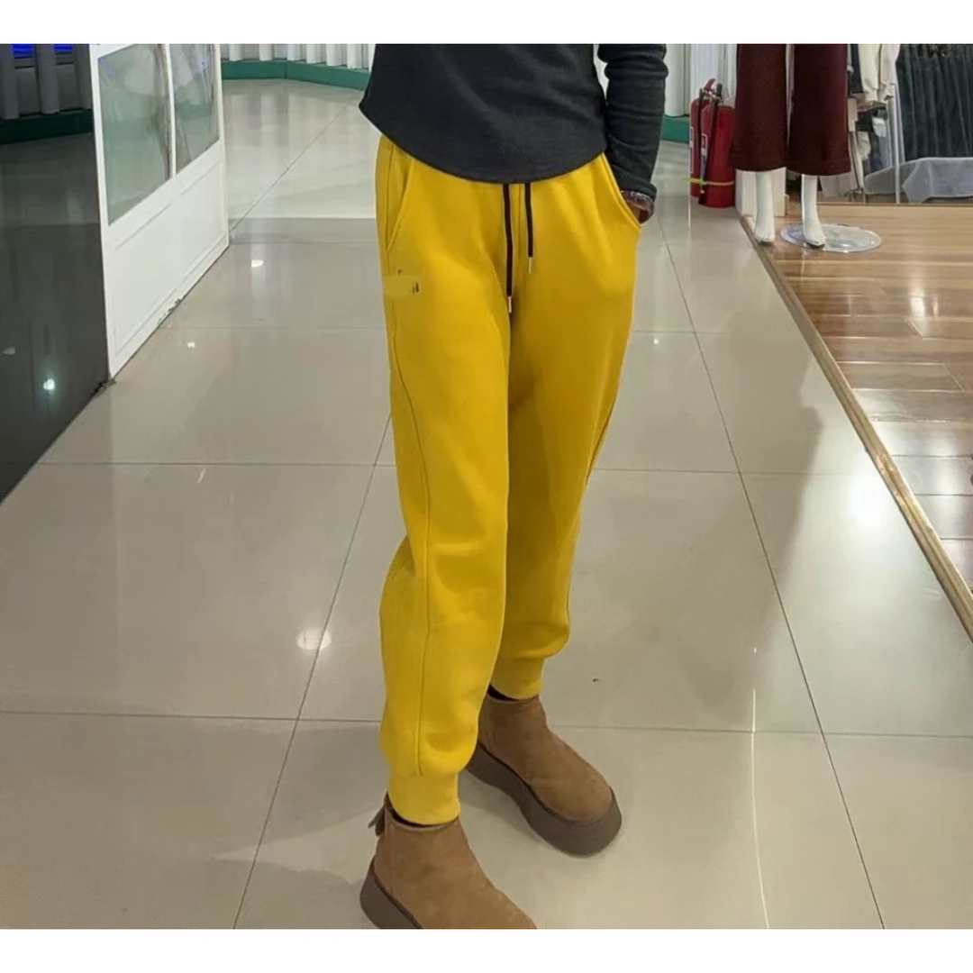 艳艳家 时尚加绒百搭高腰休闲卫裤