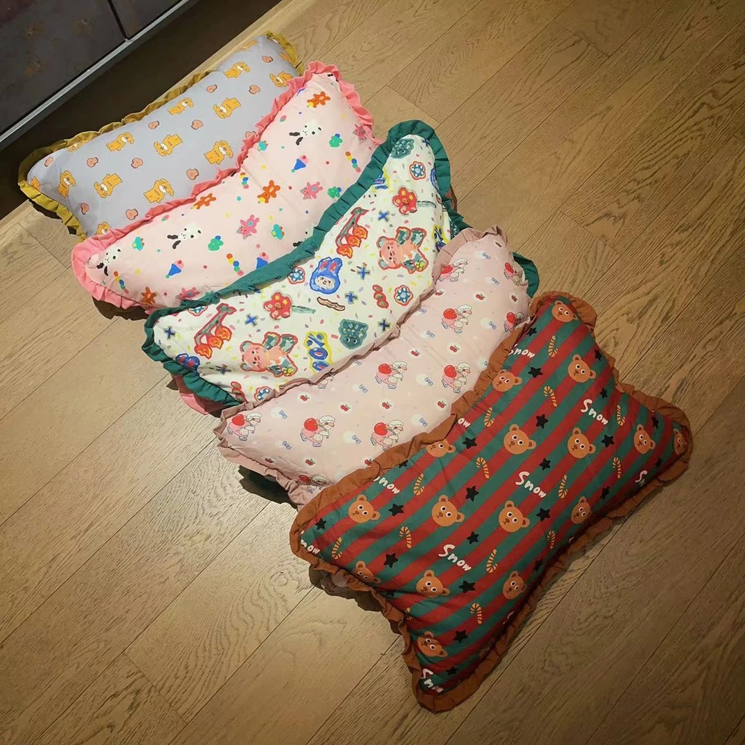 高端60支数码印花纯棉儿童枕头韩版荞麦枕头护颈枕助眠枕头透气