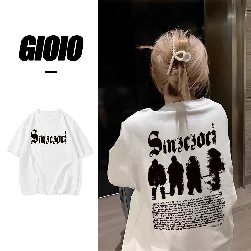 FNFE百搭复古情侣款男女短袖T恤宽松韩版潮牌短袖上衣夏季小众