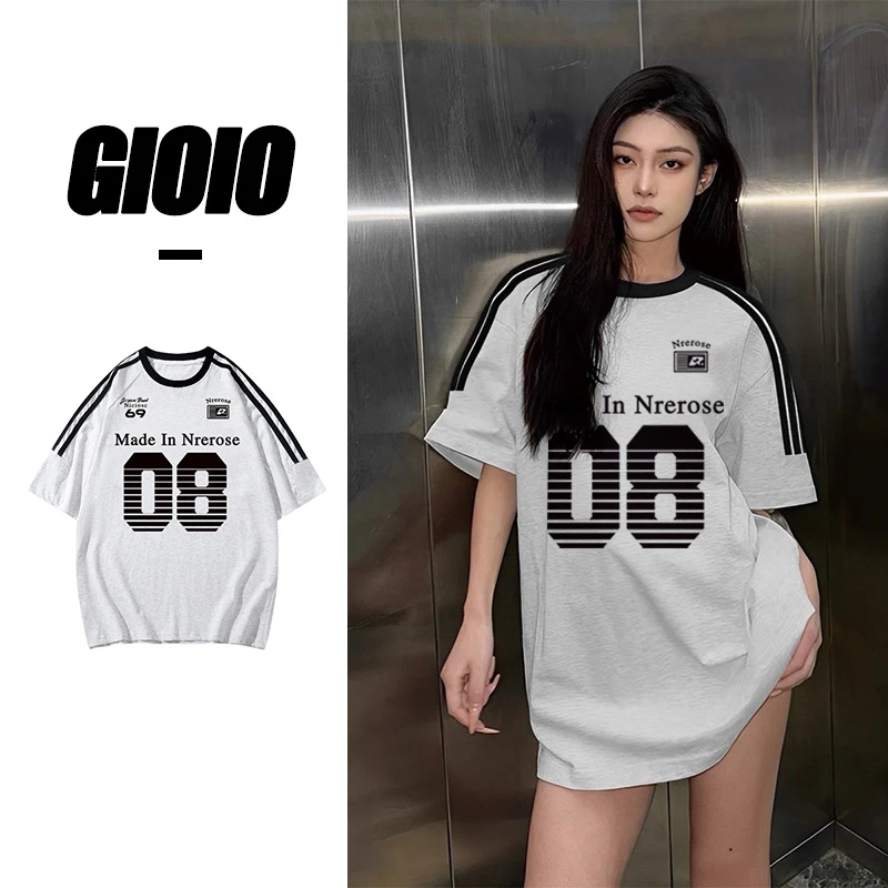 FNFE240克纯棉百搭休闲宽松夏季短袖t恤韩版ins圆领印花T恤情侣