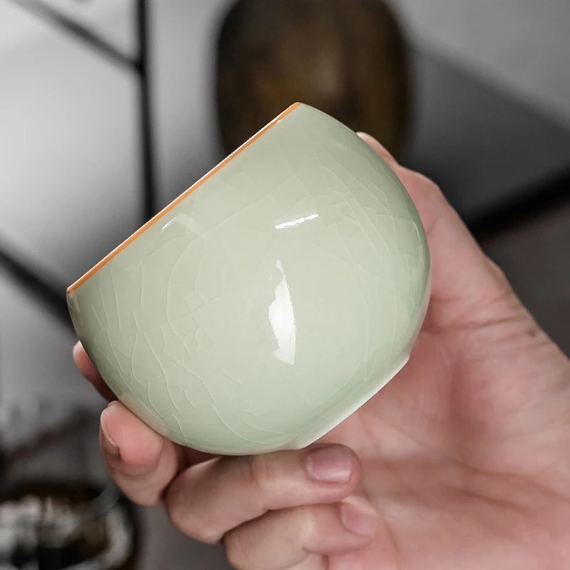 哥窑茶杯子冰裂纹家用功夫茶具个人品茗杯主人杯大号单个茶碗礼品