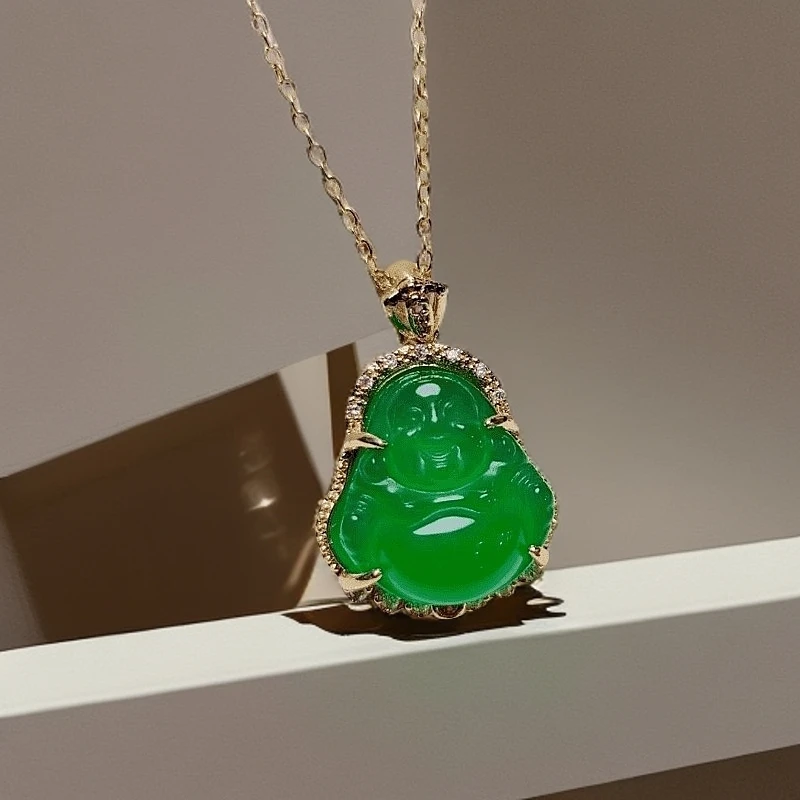 「天朝专属」大气百搭 飞天绿龙甲 佛公弥勒佛吊坠-YQ-1A