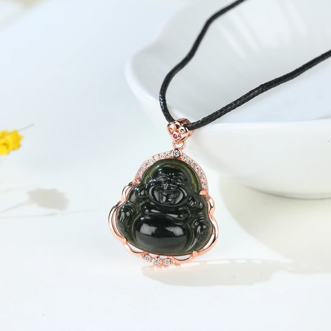 【麦子家族618大促】天然和田玉吊坠佛公S925银镶F0832