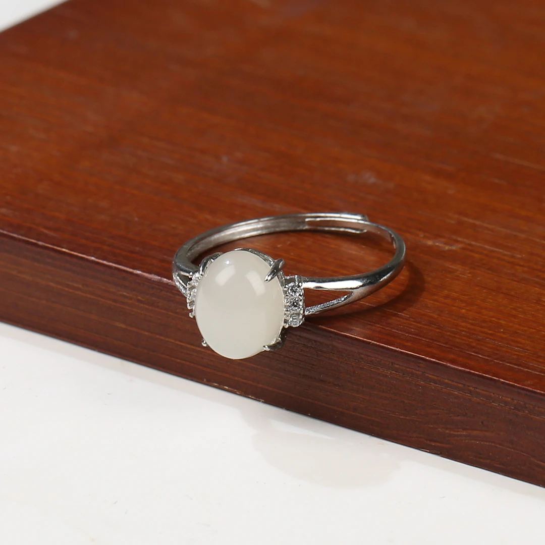 HW【麦子家族女神节礼物】天然和田玉S925银精致戒指F0105