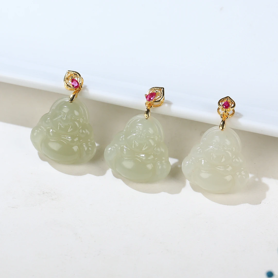 【麦子家族】天然和田玉S925银佛公精致挂坠吊坠多样性发1  HZ5-017