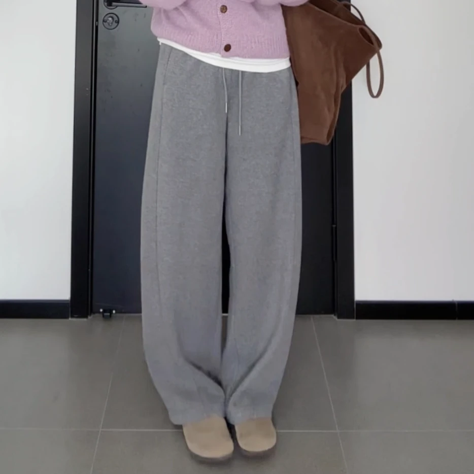 KEKE【野岛青梅】加绒镰刀裤时尚显瘦宽松百搭休闲拖地阔腿裤子女