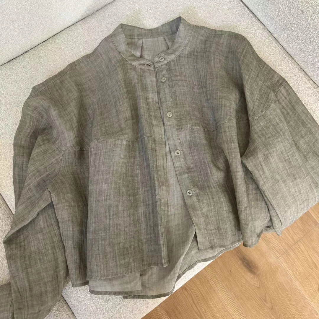 KEKE【光似星辰】天丝苎麻夏季薄款休闲百搭长袖衬衫女上衣0508