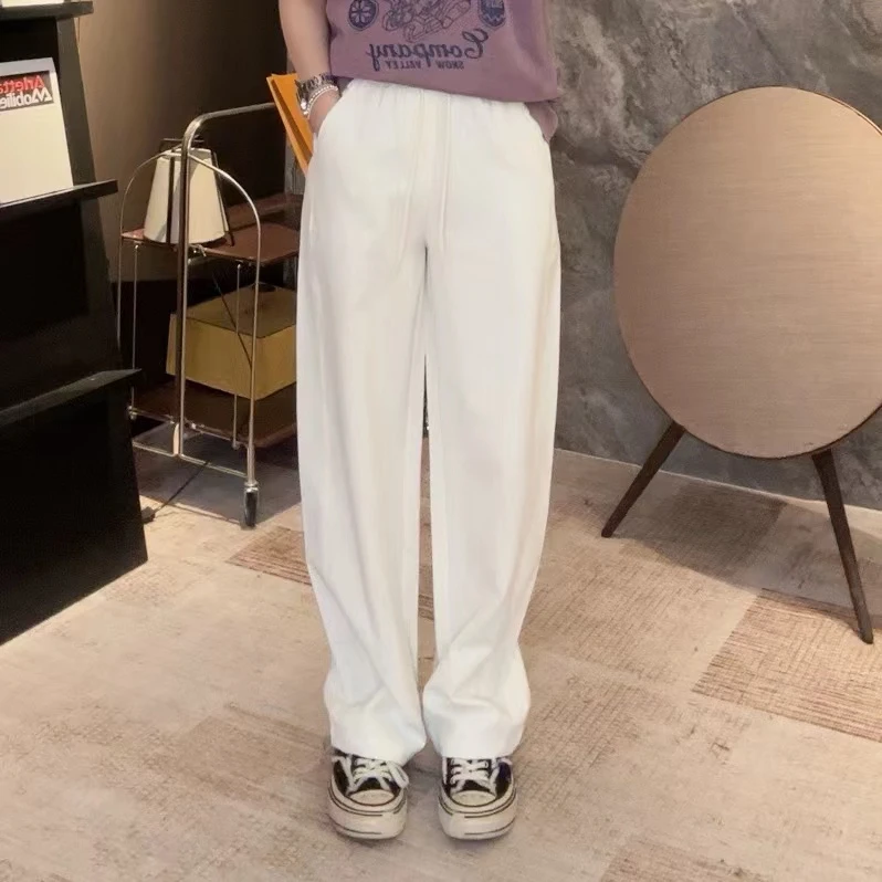 KEKE【日常无奇】中空纱春夏直筒休闲裤百搭显瘦松紧腰拖地裤子女