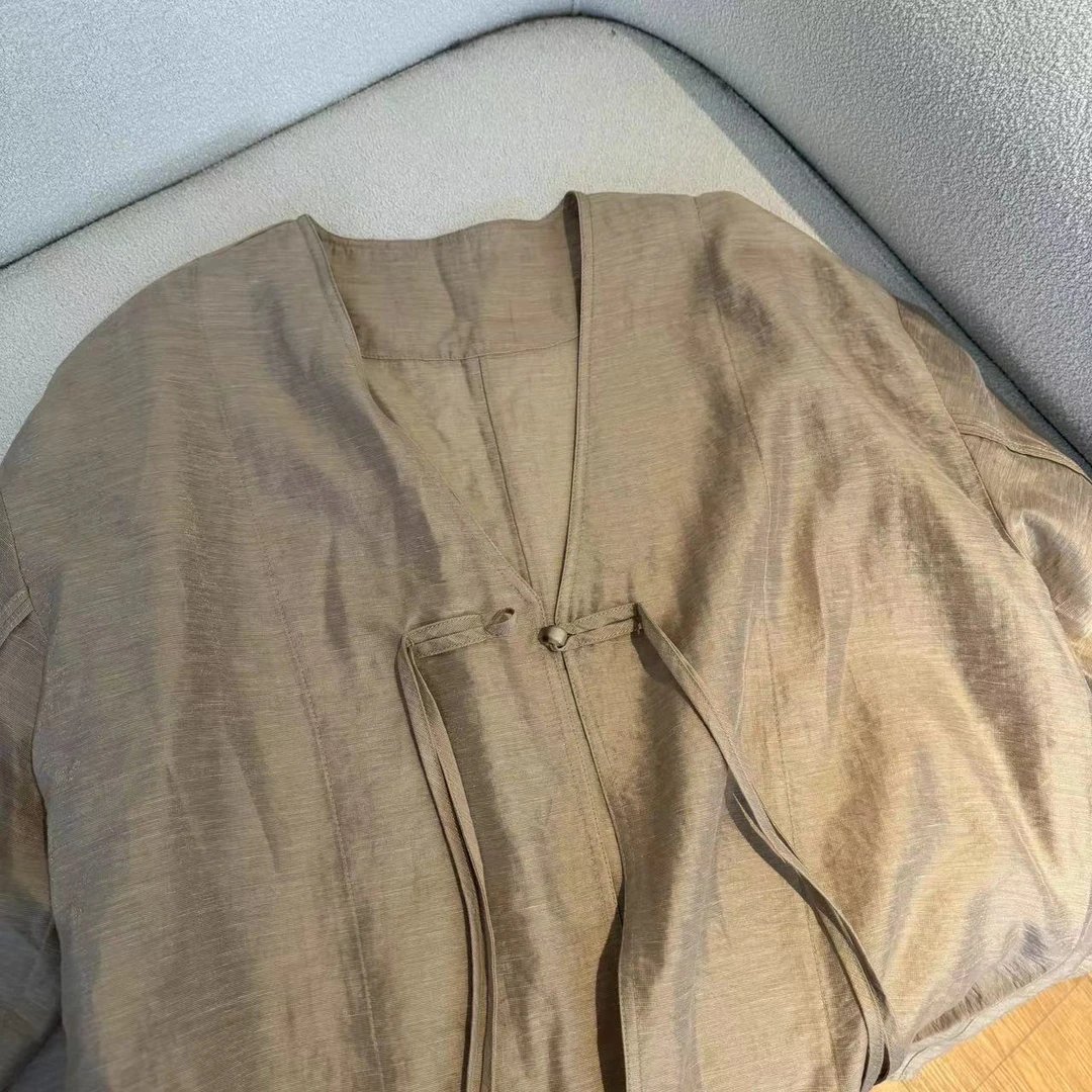 KEKE【零落山川】醋酸天丝老钱风长袖轻中式休闲衬衫上衣女0510-