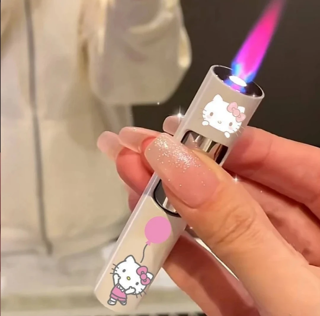 可爱库洛米草莓熊充气防风打火机卡通粉焰炫酷夜光创意男女友礼物