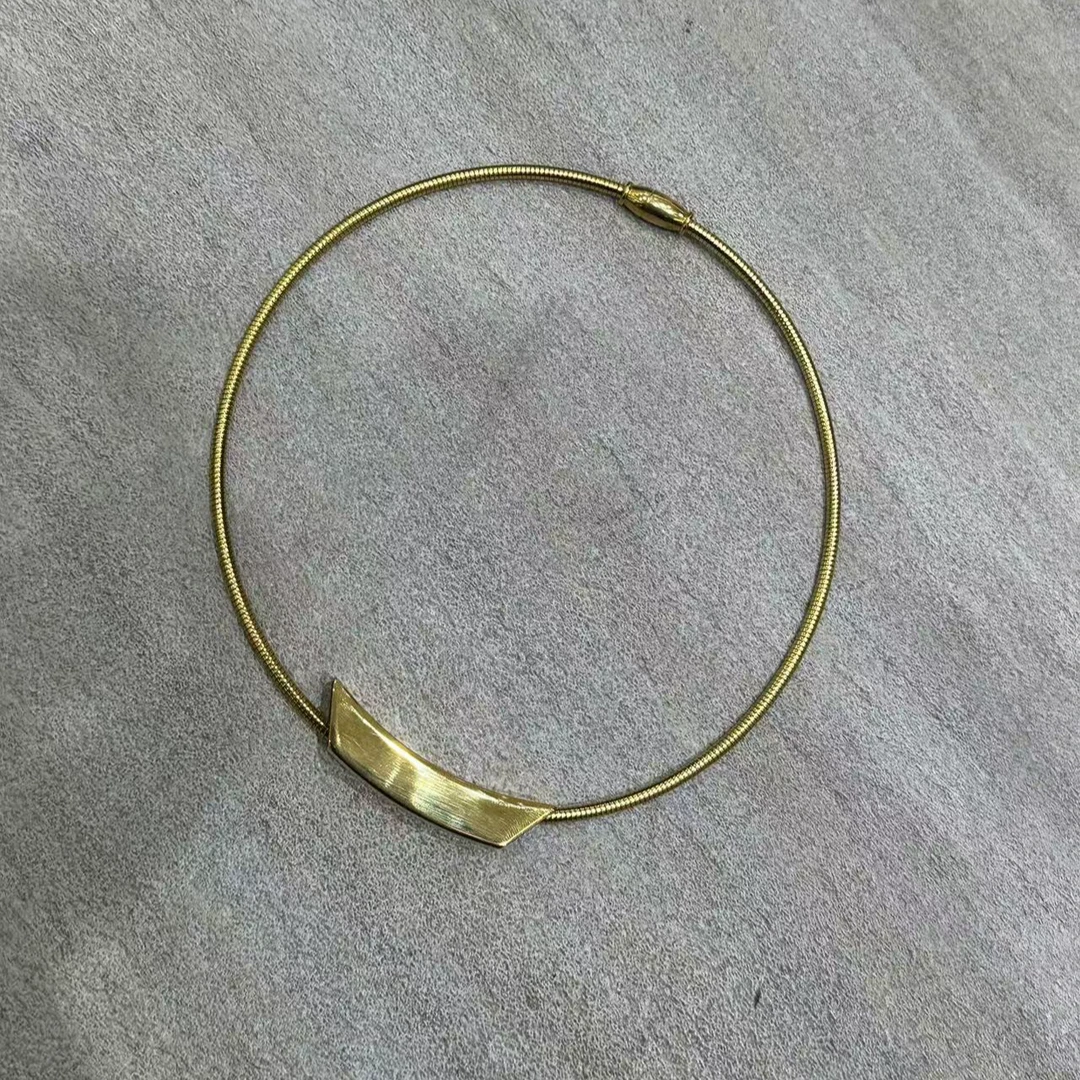 合金项链 【Wan wan】金色弹簧圆圈磁吸接口颈链