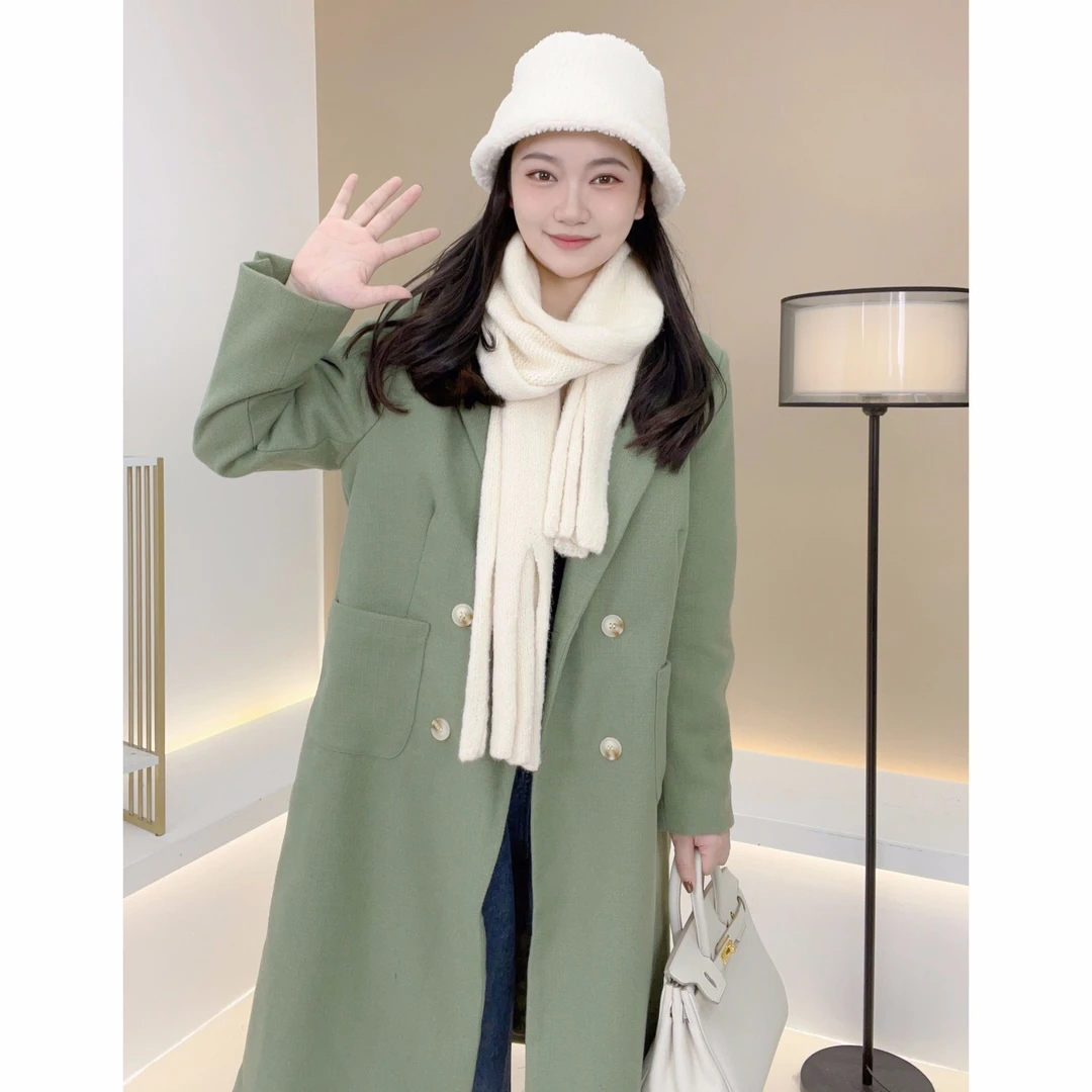 微胖大码女装洋气宽松显瘦毛呢外套中长款胖MM--SJ0722410878