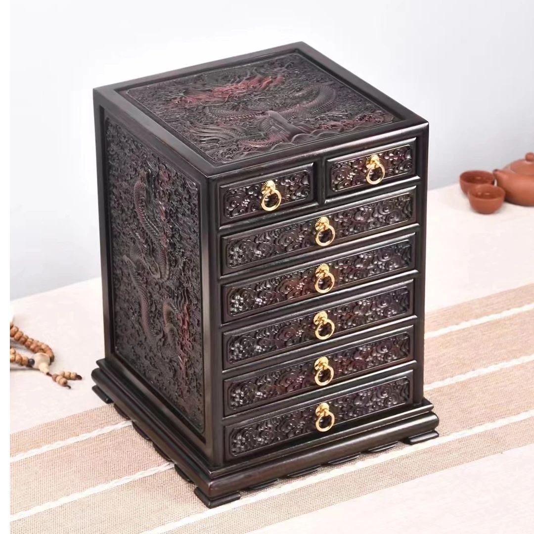 茶叶收纳精雕祥龙七斗柜大容量中式抽屉式雕花