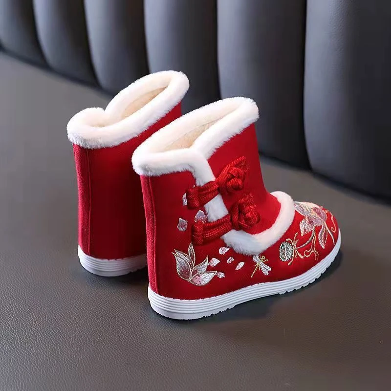 衣舞华裳汉服鞋子加绒棉鞋儿童绣花鞋女童女孩古装老北京鞋冬季