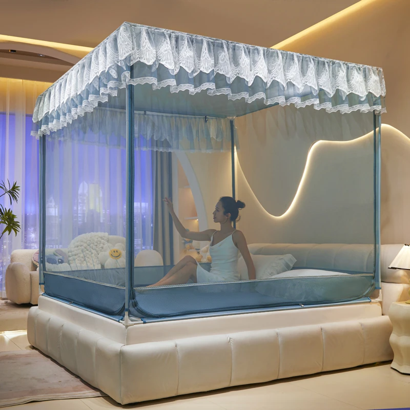 公主风蚊帐家用2024新款卧室儿童防摔免安装蒙古包婴儿防掉床1.8m