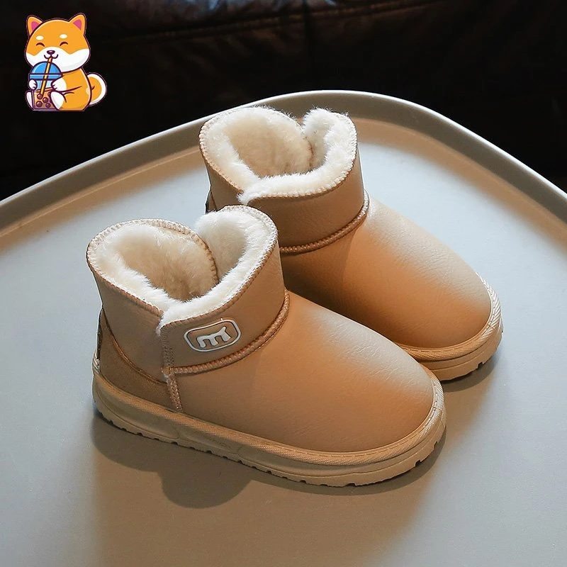 男童防水雪地靴儿童2024年冬季新款保暖加厚加绒棉靴女童防滑短靴