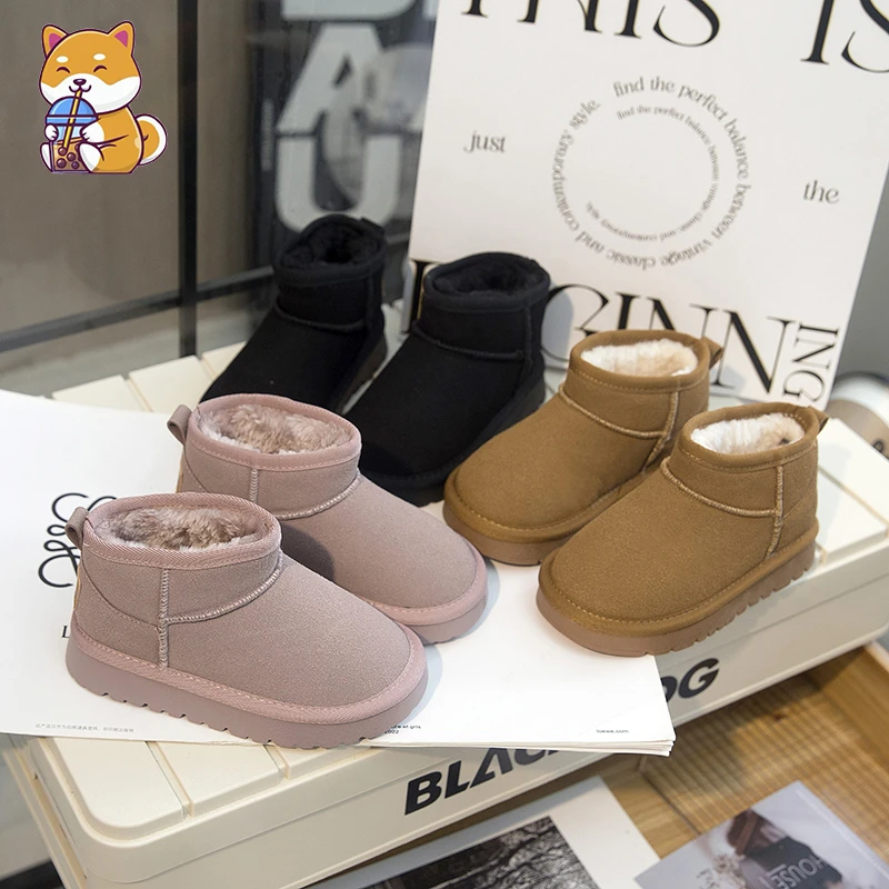 儿童雪地棉女童冬季2024新款男童女童雪地靴加绒加厚宝宝保暖棉鞋