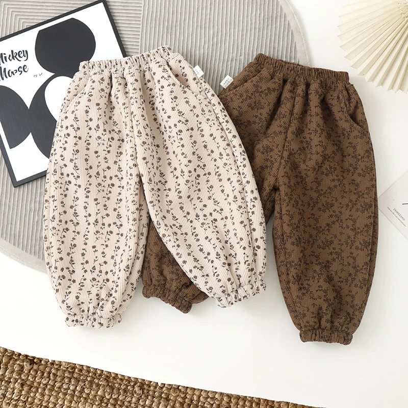 女童休闲裤儿童宽松加厚加绒春秋洋气韩版宝宝小童灯笼裤