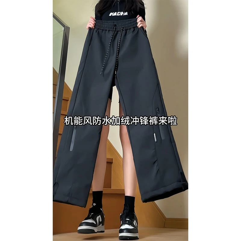 美式高街春秋新款户外徒步骑行防风宽松机能直筒拉链休闲长裤子潮
