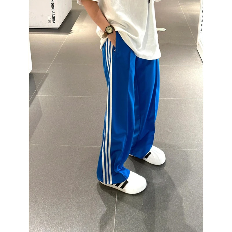 美式多巴胺运动裤子男夏季新款街舞痞帅休闲裤条纹拼接速干阔腿裤
