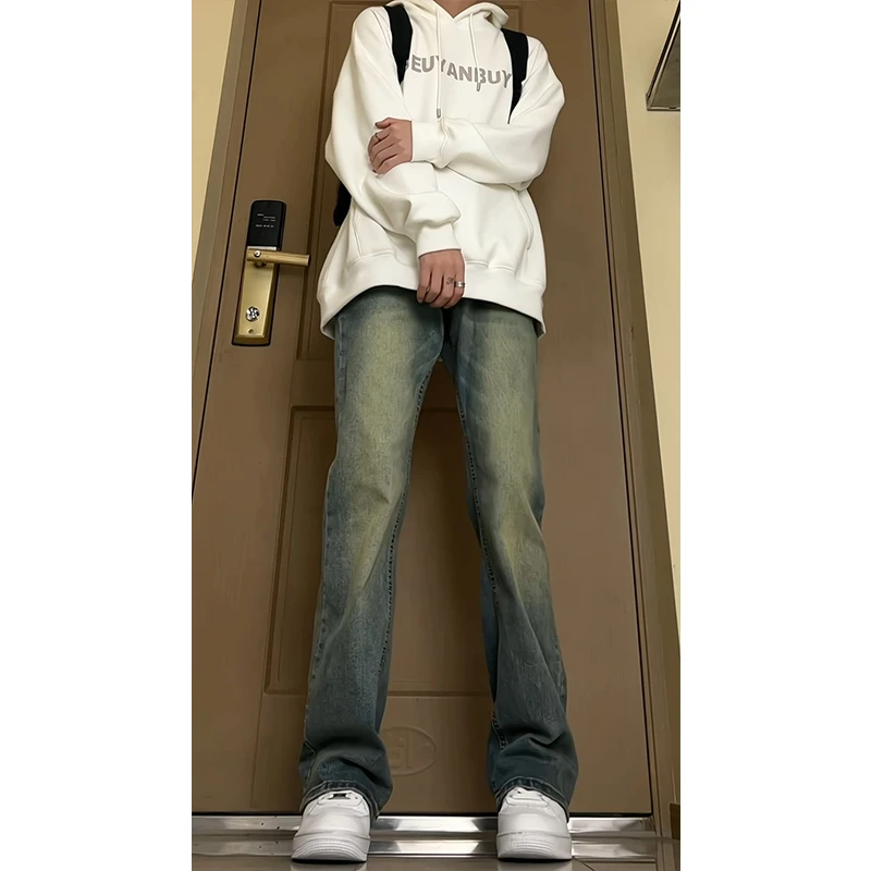 cleanfit美式牛仔裤女春秋季高街vibe裤子百搭修身显瘦直筒微喇裤