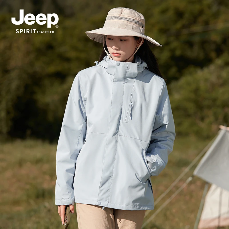 JEEPspirit冲锋衣女款25三合一秋冬外套防风防水三防户外登山服男