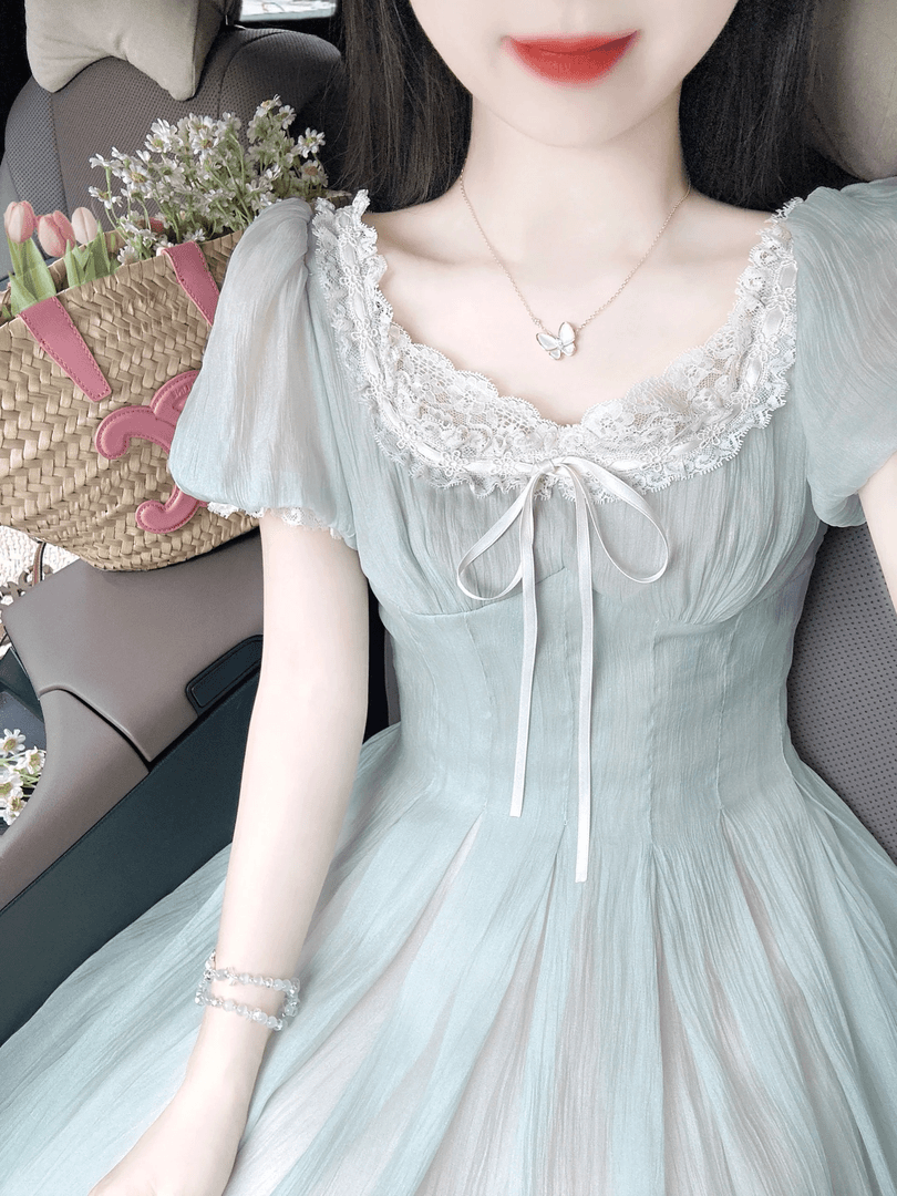 法式海边度假连衣裙女2024夏季新款超好看收腰显瘦气质裙子--苏