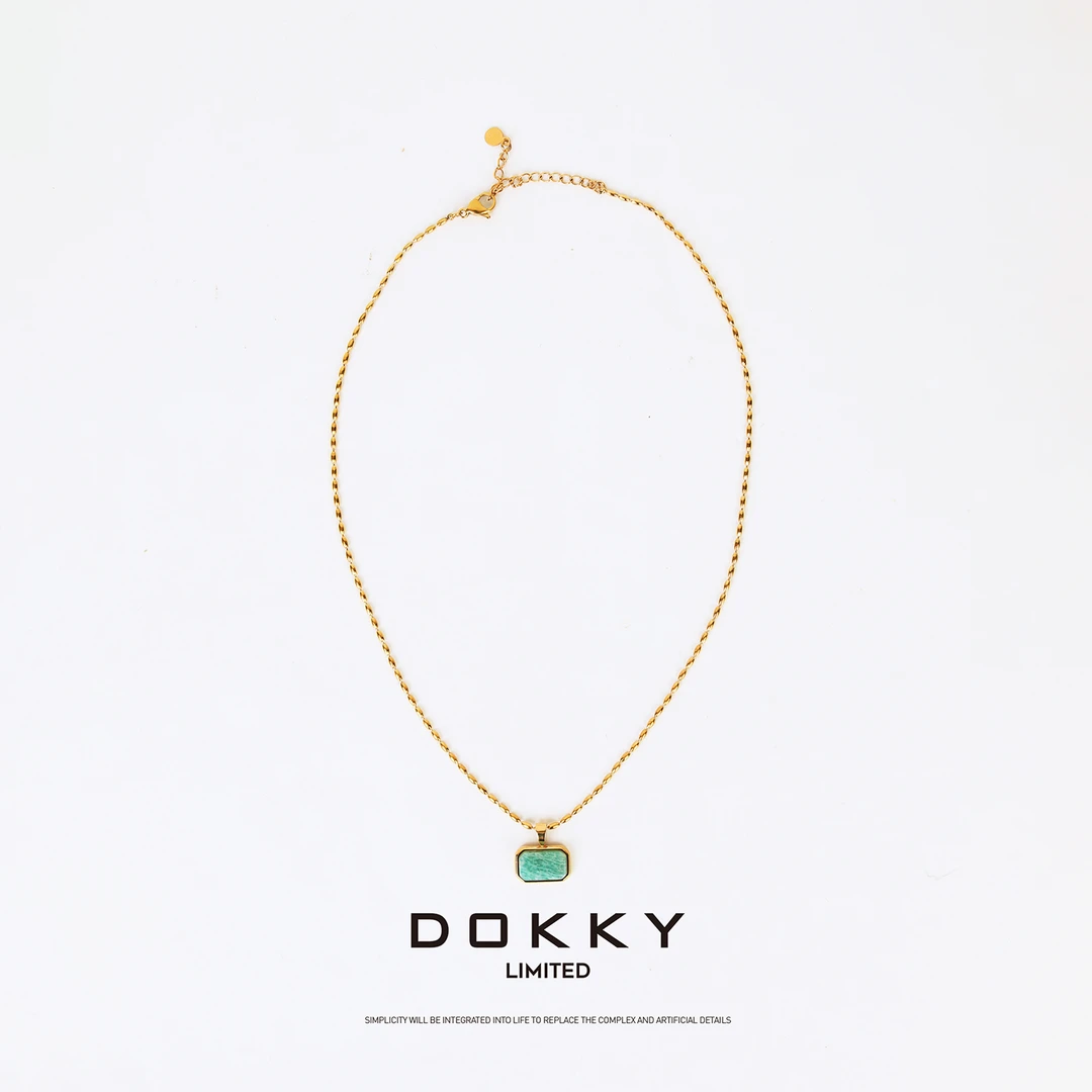【薄荷方糖】DOKKY天然天河石.316L钛钢.法式精致|时髦吊坠项链