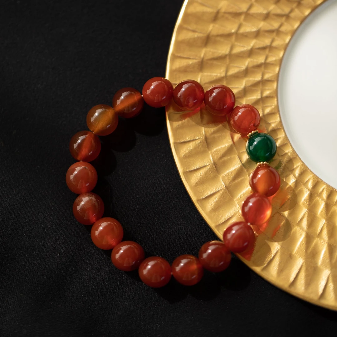 【点珠绿】天然宝石.能量红绿玛瑙10mm|路路通手串手链