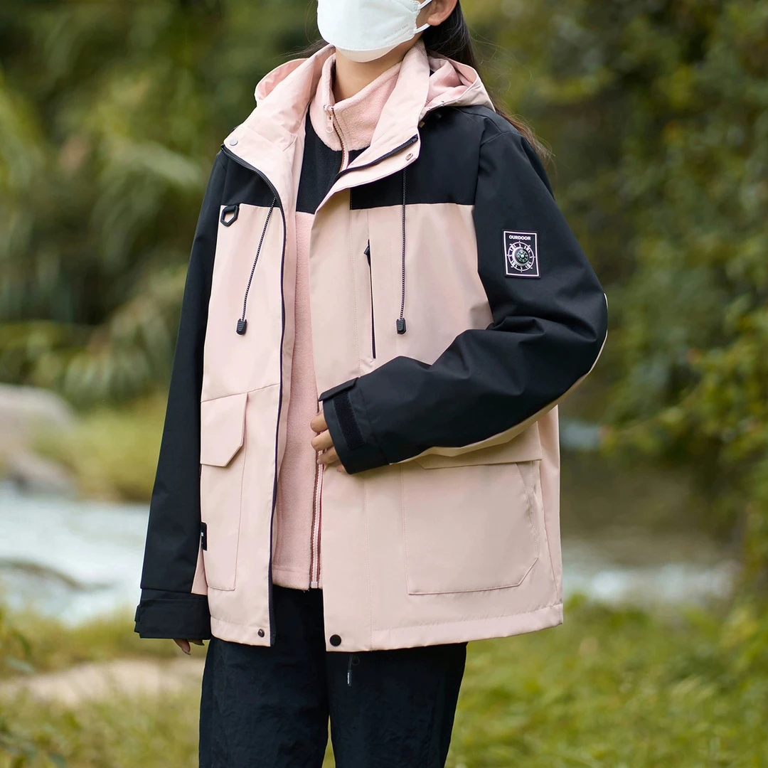 2件套TANKEZHE/探客者冲锋夹克三合一防风登山保暖可脱卸外套8870