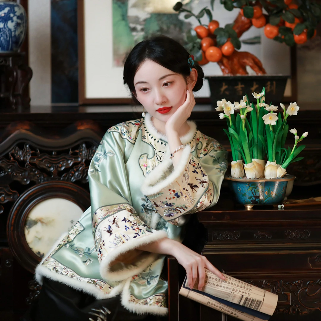 柳亭闲月丨一城风絮丨绣花复古民国风如意云头中式盘扣上衣女