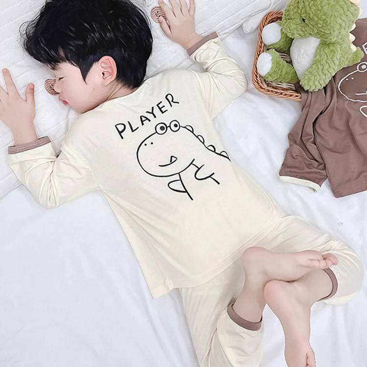 男童睡衣春秋季小男孩宝宝薄款分体卡通儿童长袖春款家居服莫代尔