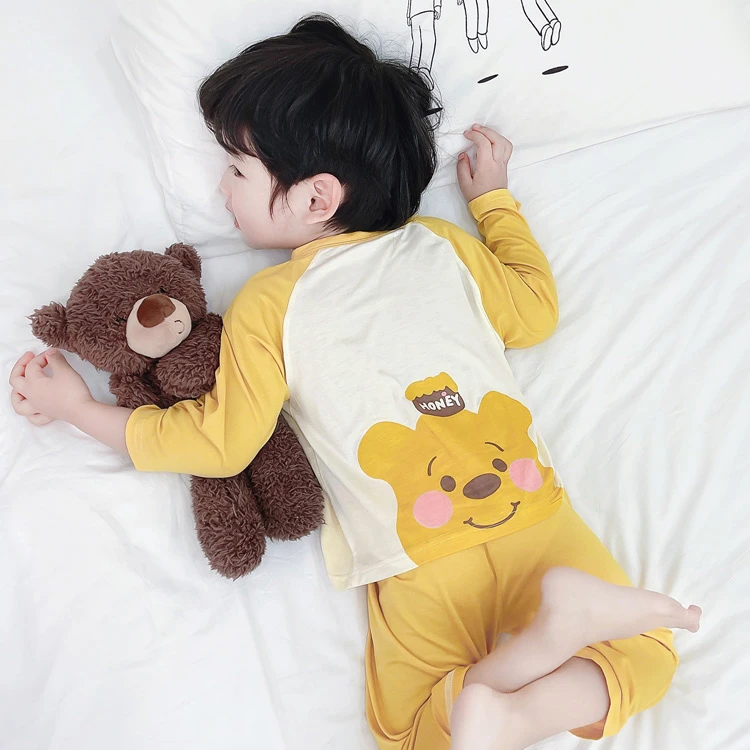 淑屋童话2024夏秋款小童宝宝莫代尔家居服套装卡通贴身舒适空调服